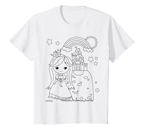 Kinder T-Shirt zum Ausmalen und Bemalen Prinzessin Mädchen T-Shirt