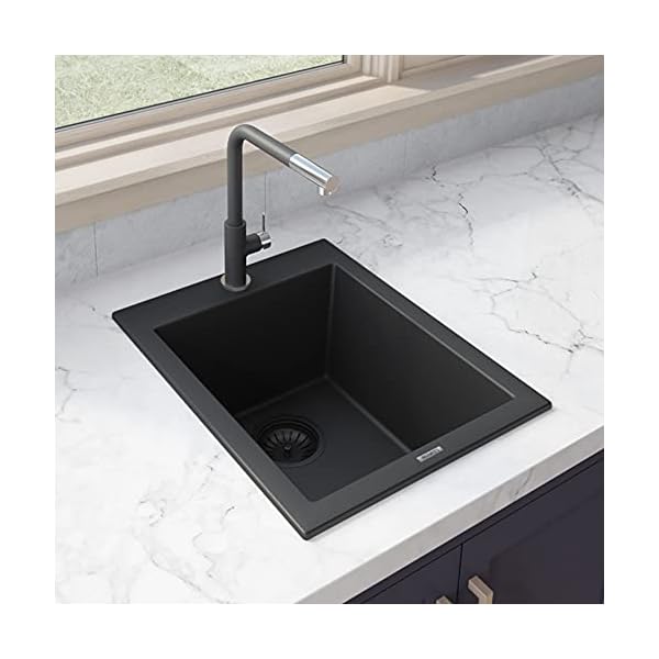   Ruvati-16-x-20-inch-Drop-in-Topmount-Granite-Composite-Single-Bowl-Kitchen-Sink-epiGranite-Midnight-Black-RVG1016BK