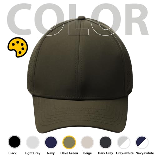 Image of LiuSuper XXL Oversized Quick Dry Baseball Cap for Men & Women Big Heads, Adjustable Unisex Sports Performance Sun Hat One Size for Golf, Running, Workout Olive Green