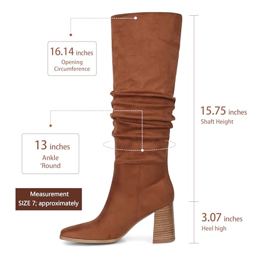 mikarka Suede Knee High Boots Women Slouchy Tall Boots for Women Square Toe Chunky Block High Heel 2025 Fall Slip-On Long Boots3