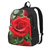 KPXXAQT Mochila de gran capacidad con estampado de rosas rojas para adultos, trabajo, viajes, senderismo, viajes de fin de semana al aire libre