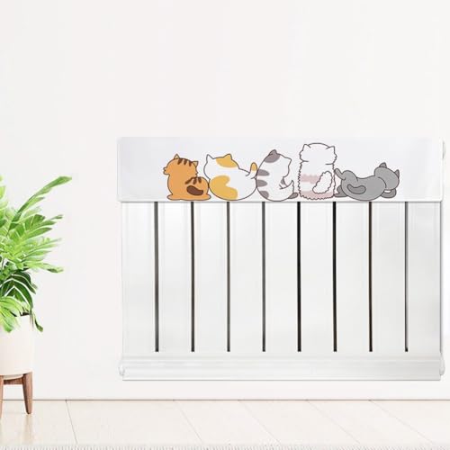Emiif Cubierta antipolvo para radiador, diseño de gato, fundas verticales para radiador, franela suave, protección contra el polvo, cubiertas de calefacción para sala de estar, pasillo (100 cm)