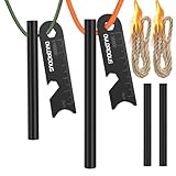 Owldacious Fire Starter Survival Kit – 4 Ferro Rods (4', 3.2', 2×2.4'), 2 Strikers, 2 Tinder Wicks (13' Each), and 2 Paracords (40“ Each). Flint and Steel Emergency Tool.