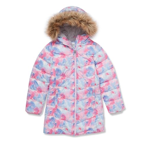 Lands' End Girls Fleece Lined Parka X-Large Pink Cotton Candy Splash