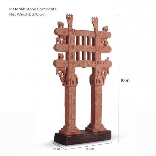 Image of Sanchi Torana Eastern Gateway | Sanchi Stupa | Sanchi Stupa Figurine | Museum-Grade Replica | Spiritual Home Decor | Premium Gifting | Torana | Buddhisms| Zen Office Decor |10 inches