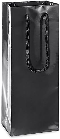 Brilliant Bag Co - Paquete de 10 bolsas de vino de alto brillo - 5 x 3 12 x 13 14 pulgadas - Bolsa de regalo y fiesta con asas para botellas de