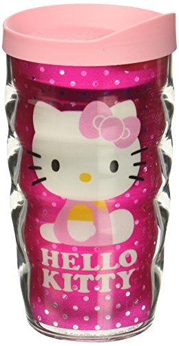Tervis Hello Kitty - Dots Insulated Tumbler With Wrap And Pink Lid, 10Oz Wavy, Clear