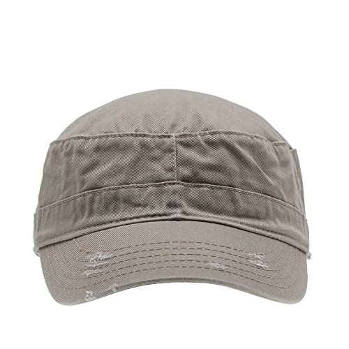 Image of The Vintage Year Washed Cotton Distressed Cadet Hat - Tactical Military Baseball Cap for Men & Women, Outdoor Casual Wear