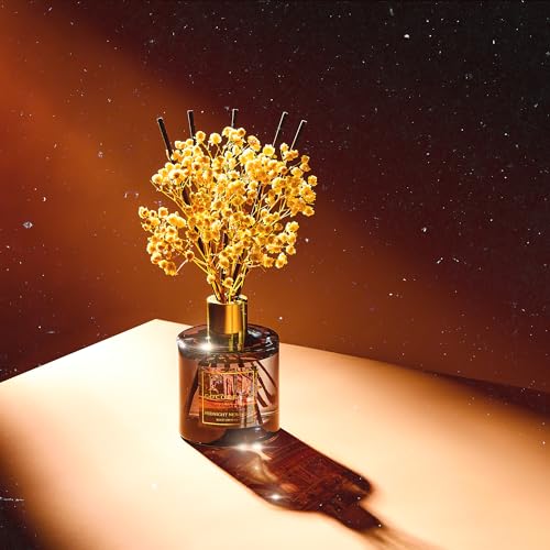 Image of COCORRINA Reed Diffuser - Midnight New York 6.7 Fl.oz Reed Diffuser Set with 8 Sticks & Preserved Baby's Breath, Reed Diffuser for Home Bathroom Shelf Decor