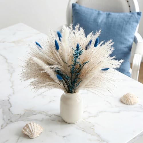 Ramo de Pasto Pampas Seco Azul 17" Boho Decoración miniatura 2