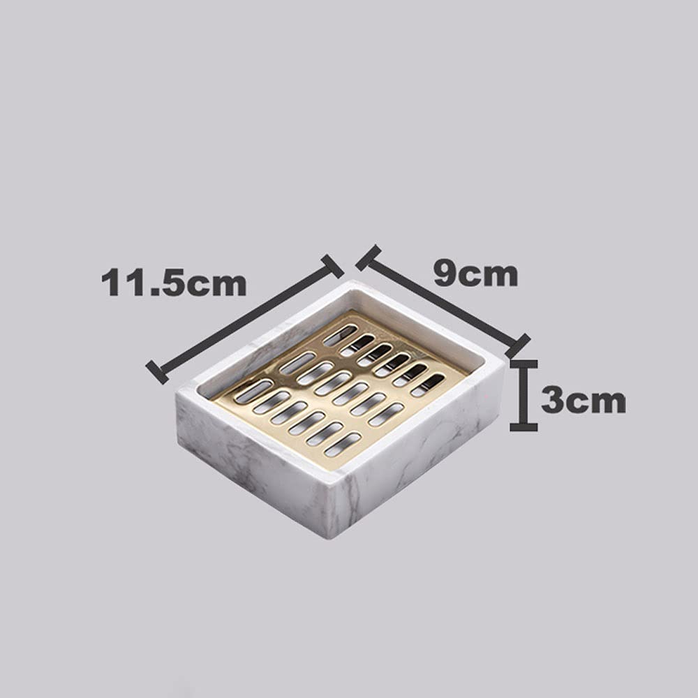 Jabonera Baño Plato de jabonera de mármol, bandeja de jabón de barra de doble capa, caja de caja de contenedores con tablero de drenaje ranurado desmontable Pequeña bandeja for baño, cocina d