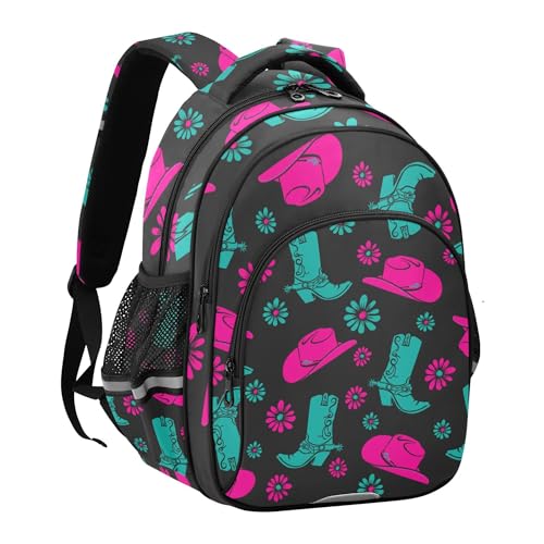 Western Cowgirl Flowers Backpack for School Study Book Bag Laptop Backpack Work Travel Computer Bags2