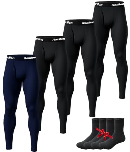 Mens Thermal Underwear Pants Long Johns Fleece Lined Warm Base Legging Layer Bottoms Cold Weather Clothing Gear