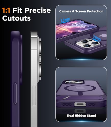 Image of Magnetic Compatible with iPhone 13 Pro Case, [Built-in Invisible Kickstand][Compatible with MagSafe] [Military Grade Shockproof] Slim Translucent Matte Phone Case for iPhone 13 Pro 6.1 inch
