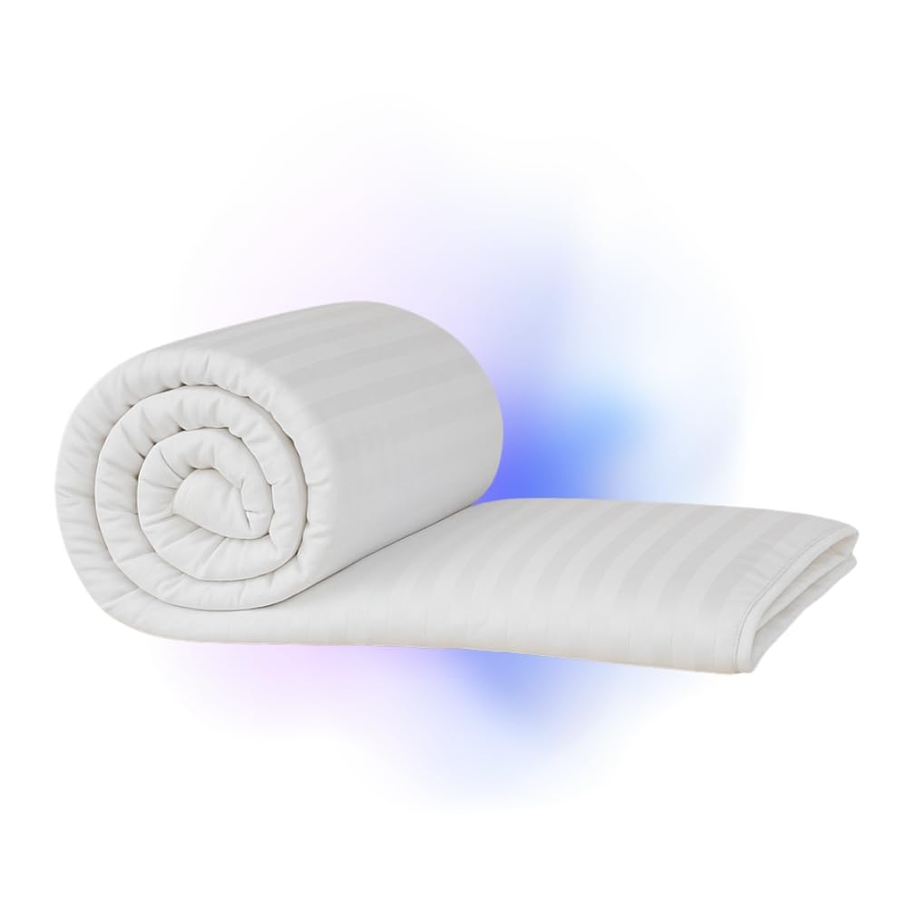 Opulent Home White Double Striped Summer Hollowfibre Duvet 4.5 Tog