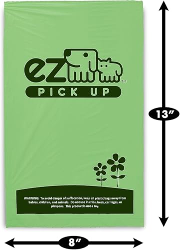 Image of EZ Pick Up 1000 Count Dog Waste Poop Bags, Unscented Single Roll, Heavy Duty, Improved Thickness (Green - 1000ct)