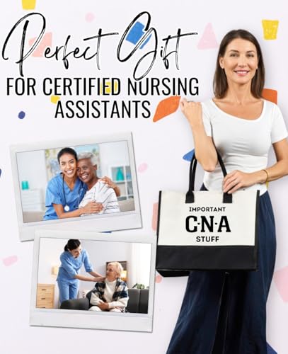 Image of InnoBeta CNA Week Gifts Canvas Tote Bag for Women, Females for Work, CNA Appreciation Accessories Gifts