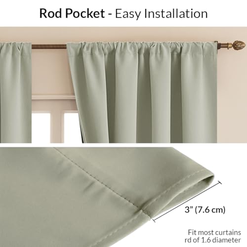 Image of HOMEMONDE Window Curtains 6 Feet Set of 2 - Thermal Insulation Blackout Curtain, Black Backing & Rod Pocket Style Drapes - (72 Inch, Off White)