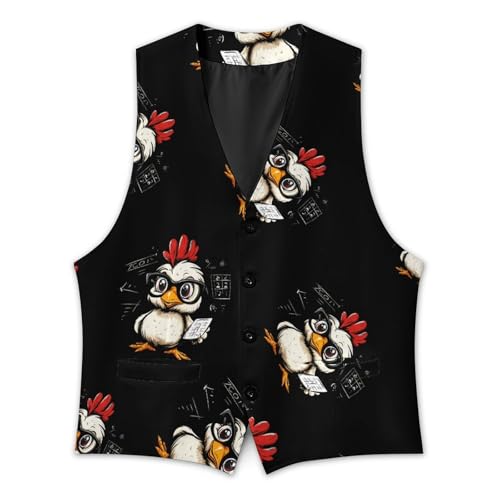 Mathemachicken Chicken Math Mens Slim Fit Suit Vest Dress Waistcoat Casual Business Vest3