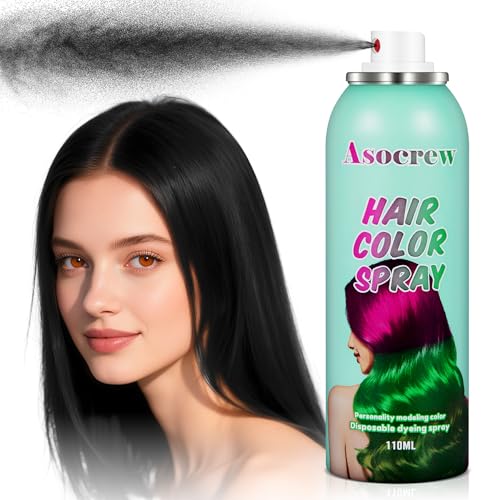 Image of Black Hair Spray,Hair Color Spray Dye,Grey Temporary Hair Color Dye for Kids Women Men,Hairspray Color Pomades,Washable Color HairSpray for Party, Cosplay,Halloween,Christmas. (Black)