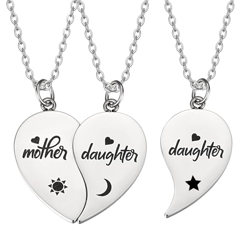 Image of Yonhon Mother Daughter Necklace Set for 3, Mom Daughter Matching Necklace for 3