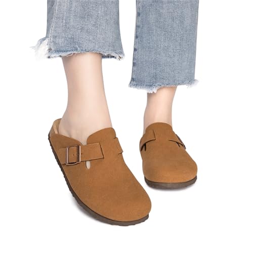 Image of Women Suede Clogs Casual Slip On Potato Mule Slippers