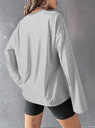 Hilinker Women's Oversized Graphic Tee V Neck Tops Casual Loose Long Sleeve T Shirt2
