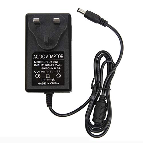 12V 3A Power Supply Adapter - COLM AC 100-240V 50-60HZ DC 12V 3Amps 36W UK Converter Adapter Driver Transformer Wall Charger for CCTV Security Camera LED Strip Lights LCD Monitor