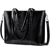 S-ZONE Leather Tote Bag for Women Office Shoulder Handbag