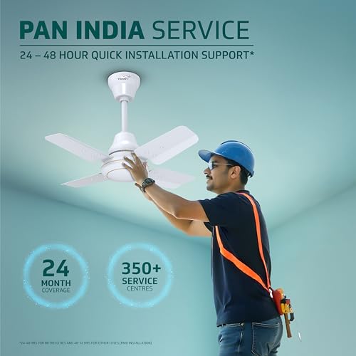 Image of V-Guard Windle Pro Ps High Speed Ceiling Fan For Home | 830 RPM Motor | BEE 1 Star Rating | Glossy Finish | 4 Blade Ceiling Fan | 600 mm Sweep | White