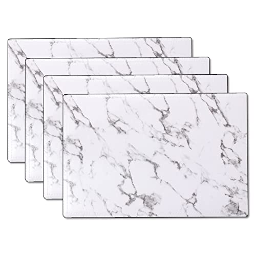 simpletome Platzset Marmor Leder Tischsets Doppelschicht Einfaches Abwischen 4 Packungen (Weiß) Cover
