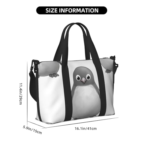 Travel Duffel Bag for Women, Large Shoulder Weekender Overnight Bag, Sport Gym Bag for Men, Carry On Tote Bags, Grey penguin Luggage Bag for Travel Essentials3