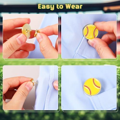 Image of Tondiamo 24Pcs Sports Lapel Pin for Team Gift 3 /4 inch Brooch Decor | Team Gift for Coaches Players, Basketball Baseball Softball Football Volleyball Enamel Pin, Sports Party Decor, Game Awards