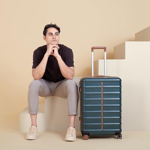 Image of Assembly Medium Check-in Luggage with Anti-Theft Features & TSA Lock, Durable Polycarbonate Hard Shell Suitcase for Travel, Green, 24-Inch