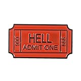 Connoworld Brooch Pin English Letter Hell Admit One Badge Metal Brooch Pin Clothes Scarf Jewelry Decor Red