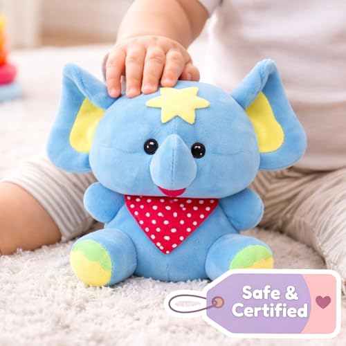 Image of TOYTALES Soft Toys Combo Pack Cute Sitting Dog & Flora Elephant Plush Toy Set for Kids, Stuffed Plushies for Girls & Boys, Baby Gift Soft Toys (Pack of 2)