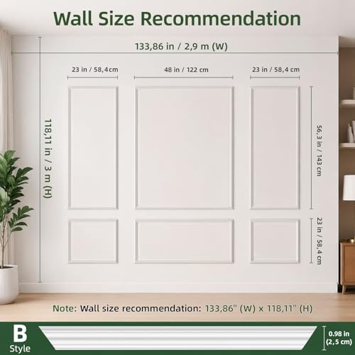 Image of 6 Pcs Pre-Cut Wall Molding Kit, Wainscoting Panels