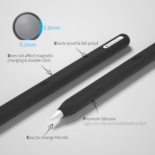 Image of Ultra Thin Protective Pencil Cover for Apple Pencil Pro &Apple Pencil 2nd Gen Silicone Case Sleeve Compatible with Apple Pencil Pro (Black)