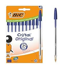 BIC Penne a Sfera Cristal Original con Punta Media (1,00 mm) e Tappi Abbinati al Colore dell’Inchiostro - Blu, Confezione da 10