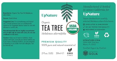 Usda Certified Organic Tea Tree Essential Oil 2Oz – 100% Natural & Pure Tea Tree Oil For Skin Care, Hair Growth Serum & Healthy Toenail - Premium Quality Aromatherapy Oil For Hair Skin And Nails #TOP6