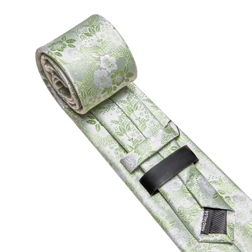 Image of Barry.Wang Flower Ties for Men Silk Woven Floral Tie Sets Necktie Handkerchief Cufflinks Wedding Party