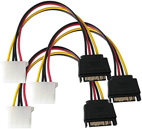 SJZBIN SATA-Stromkabel-Adapter, 20,3 cm, SATA, 15-poliger Stecker auf Molex-LP4-Buchse, Stromkabel, 3 Stück