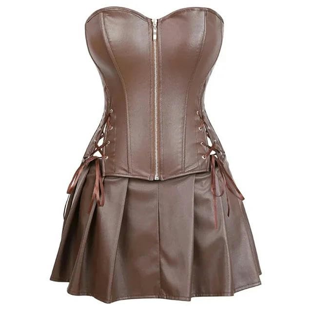 Corsetto da Donna Corset Top Women in Pelle Abiti da Corsetto con Cerniera Corsetto Sexy da Donna in Abbigliamento