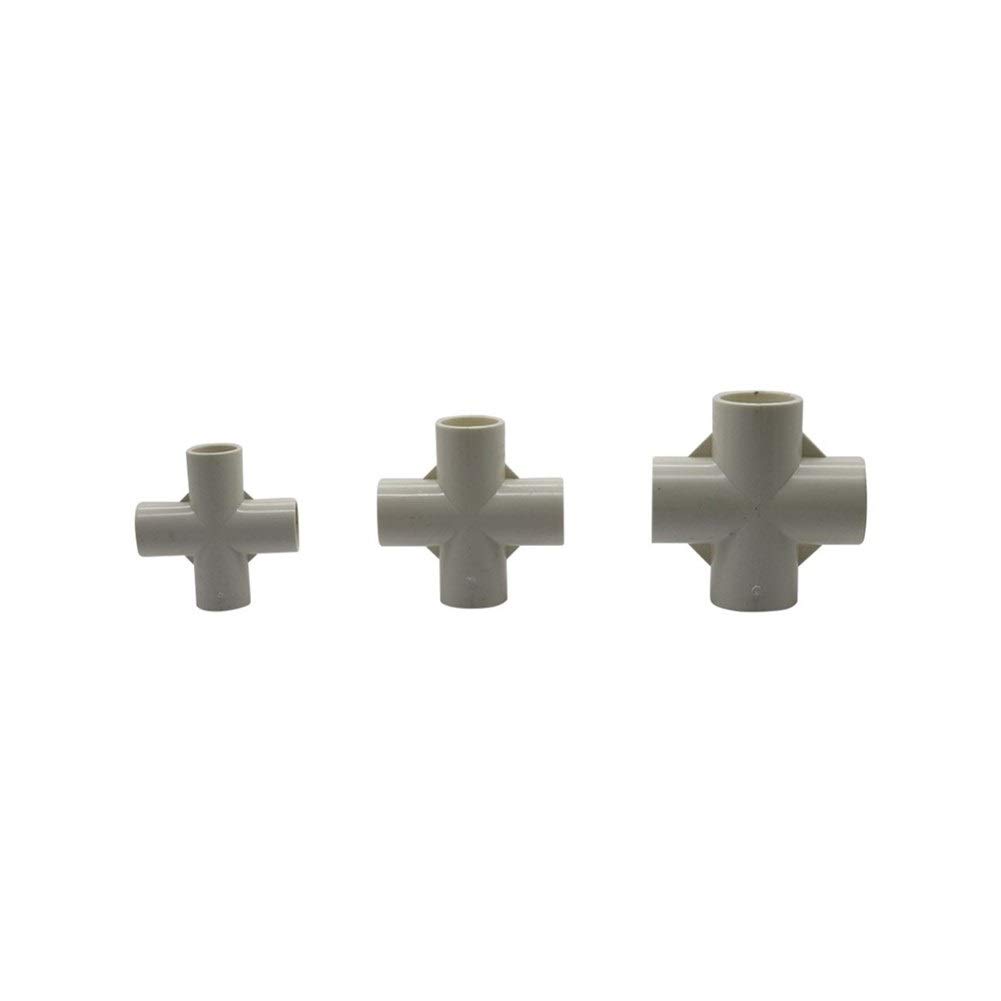 Conector de codo de tubería, 20 mm, 25 mm, 32 mm, junta de 5 vías, estereoscópica, para riego de jardín, accesorios de tubo, herramientas de manguera, 20 unidades (color: blanco, diámetro: 25 mm)