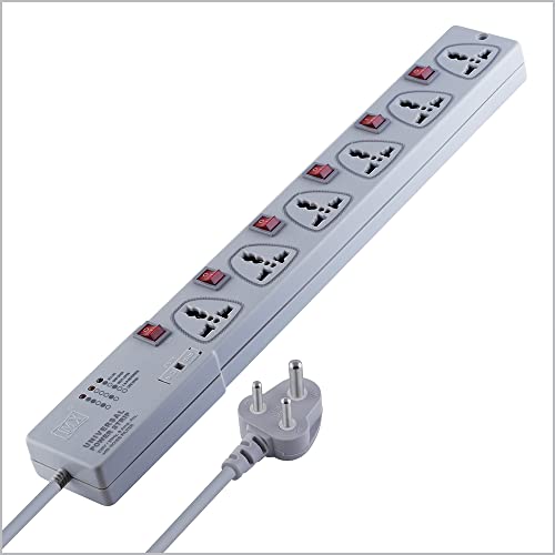 Image of Mx Power Strip Extension Board with 6 Universal Socket 10 m Extension Cord International Sockets, Individual Switch, Multi-Plug Socket Extension Board for Home & Office -5 Amp