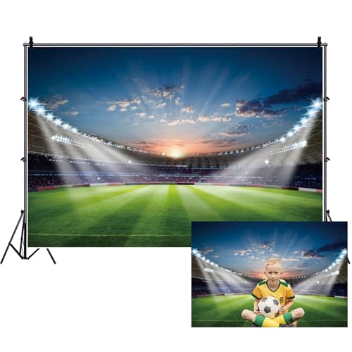 Fondo fotográfico Renaiss 7x5 ft verde estadio fútbol miniatura 1