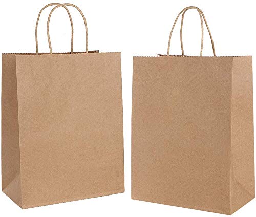 Victory-eu 30pcs Brown Paper Bags with Handles Paper Carrier Bags,Recycled Paper Bags with Twisted Handles for Grocery Baking Shopping Merchandise Boutique Retail(30PCS 15 * 8 * 21CM)