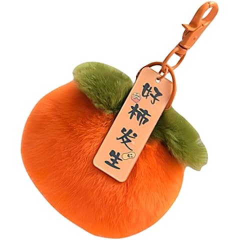 PLAFOPE Backpack Pompons Keychain Keyrings for Car Keys Chinese Decor Mujer Persimmon New Year Keychains Bag Charms Bag Hanging Pendant Key Chains Women Purse Keychain Orange Cover