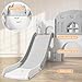 GarveeLife 8-in-1 Toddler Indoor Playground with Slide: Baby Slide Playset for Toddlers Ages 1-3 Outdoor Play, Kids Slide Includes Basketball Hoop, Climber, Crawling Tunnel, Telescope, Toy Storage