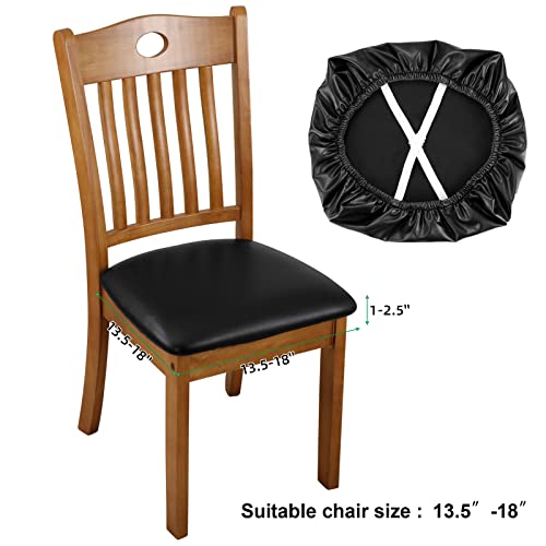 Fuloon Dining Chair Covers Set Of 6, Solid Pu Leather Waterproof And Oilproof Stretch Dining Chair Protctor Cover Slipcover  thumb #3